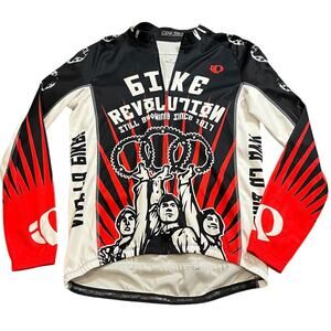 Pearl‎ Izumi Men Large Cycling Jersey Bike Revolution Full Zip Long Sleeve Red